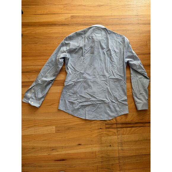 H&M Men's Slim Fit Blue Pinstripe Button Down Shirt Size L Career Office - Picture 7 of 9